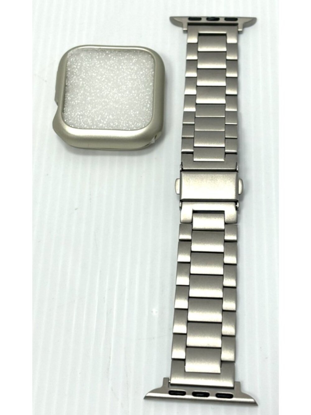 Silver Metal Link Watch Band Strap Screen Protector Bumper Case Smart Watch NWOT